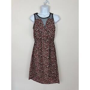 Angie Red Animal Print Fit & Flare Dress Size Small Mesh Neckline